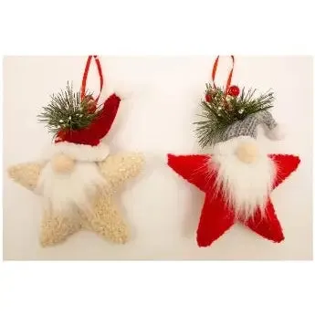 Enchante Cosy Santa Star Hanger 2 Assorted Bauble (1 SENT)