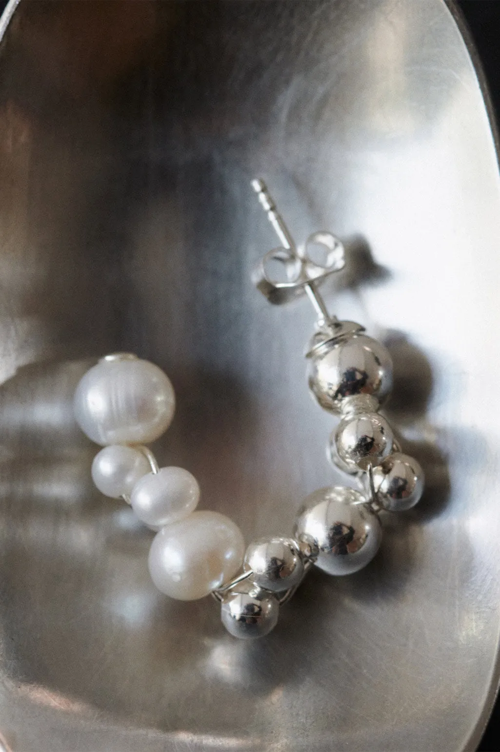 Every Cloud Has A Silver Lining - Pearl and Sterling Silver Earrings