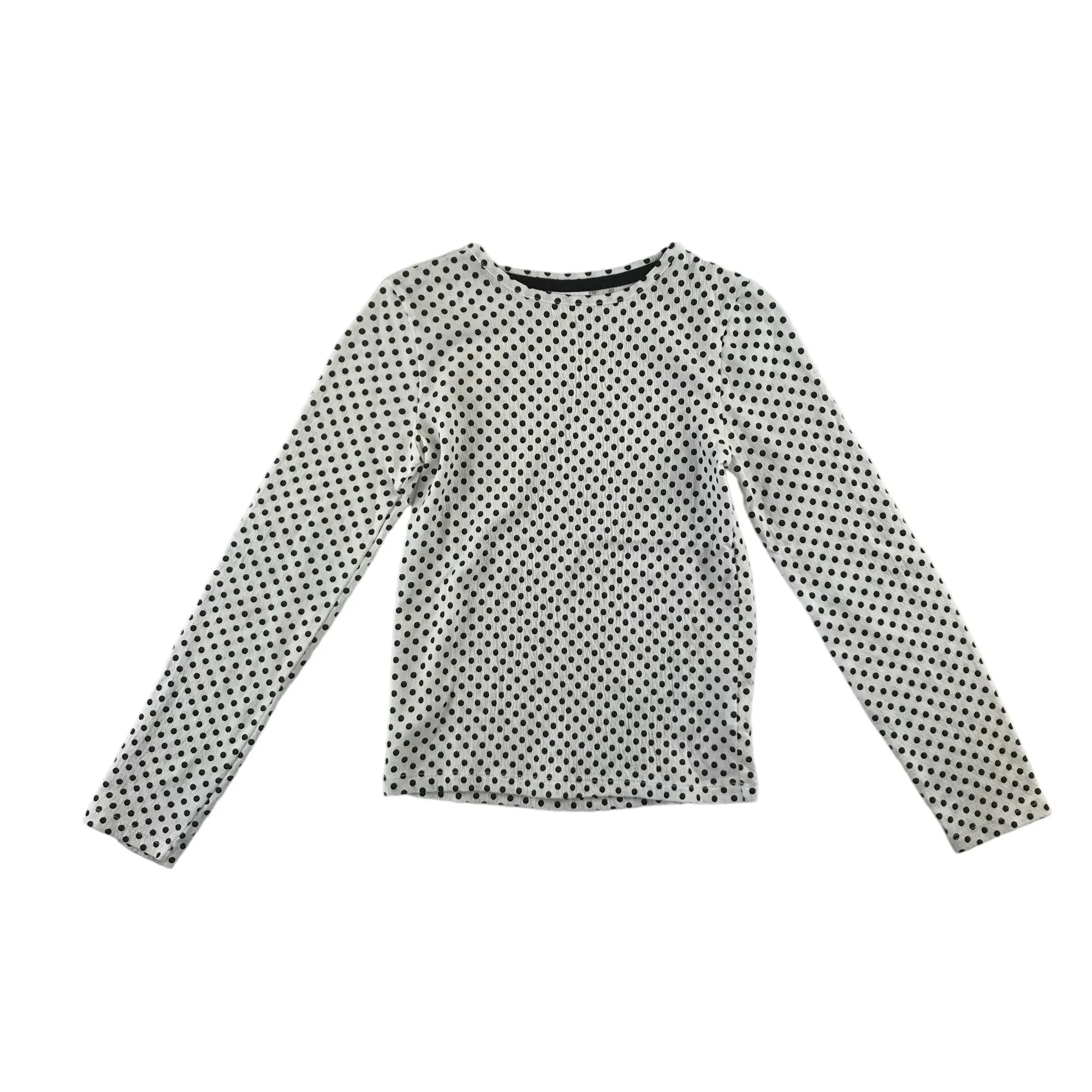 F&F t-shirt 9-10 years white polka dot long sleeve