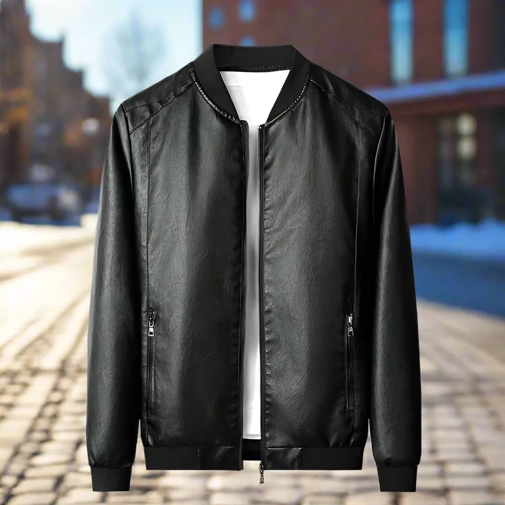 Fashion Men's Leather Jacket PU Leather Jackets Man Plus Size Motorcycle Coat XL S4170697