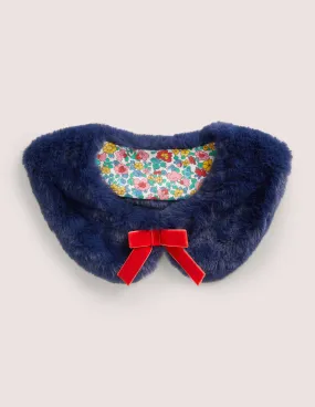 Faux Fur Collar-Navy