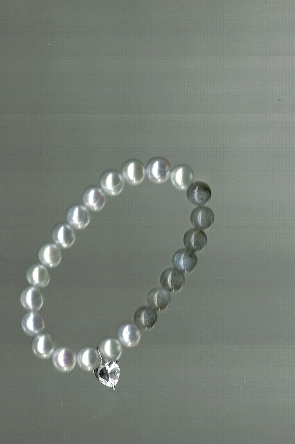 Fee‐fi‐fo‐fum - Pearl, Cubic Zirconia and Labradorite Bead Rhodium Plated Bracelet