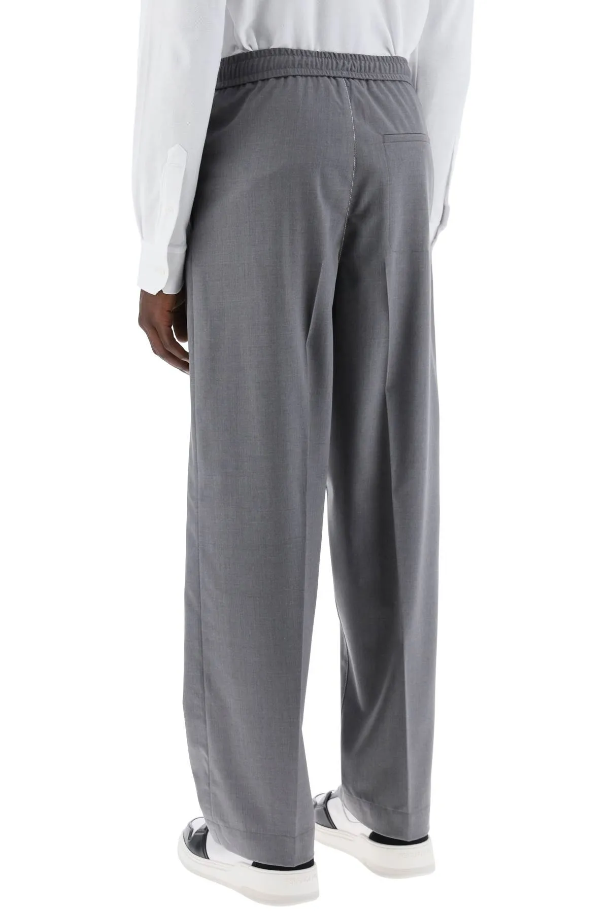 FERRAGAMO lightweight virgin wool tailored trousers in canvas fabric