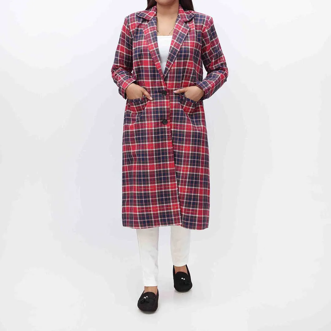 Flannel Checkered Long Coat PW3167