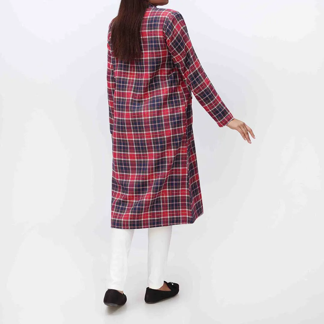 Flannel Checkered Long Coat PW3167