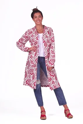 floral print linen overcoat