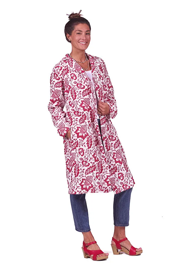 floral print linen overcoat