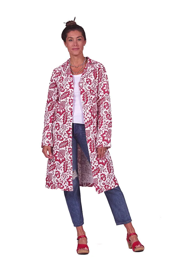 floral print linen overcoat