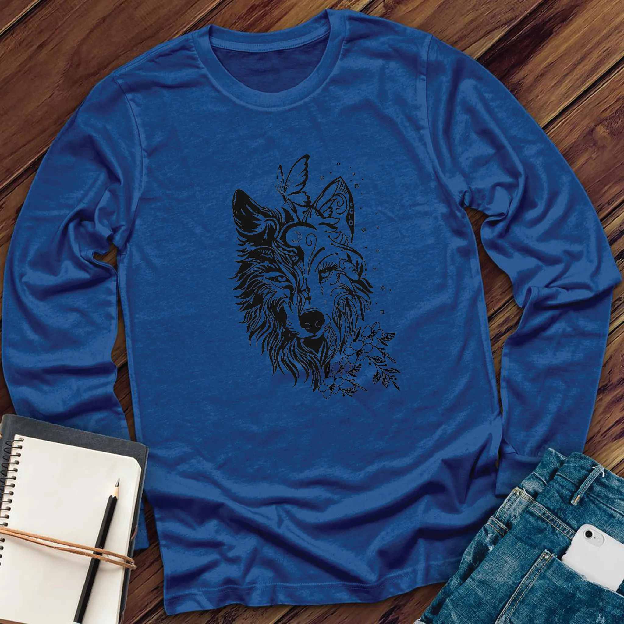 Floral Wolf Long Sleeve