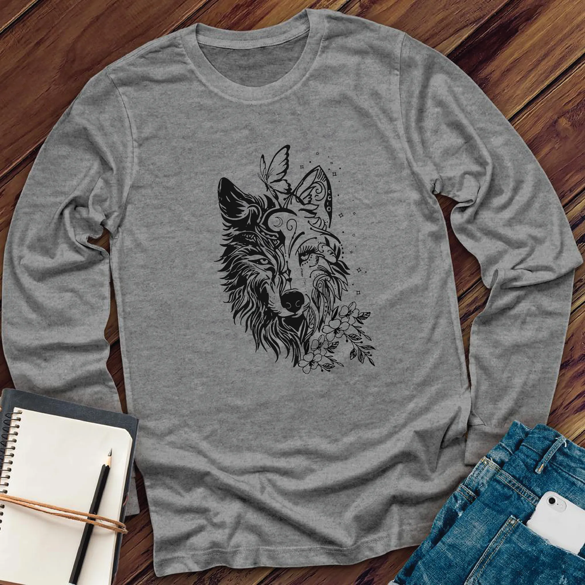 Floral Wolf Long Sleeve