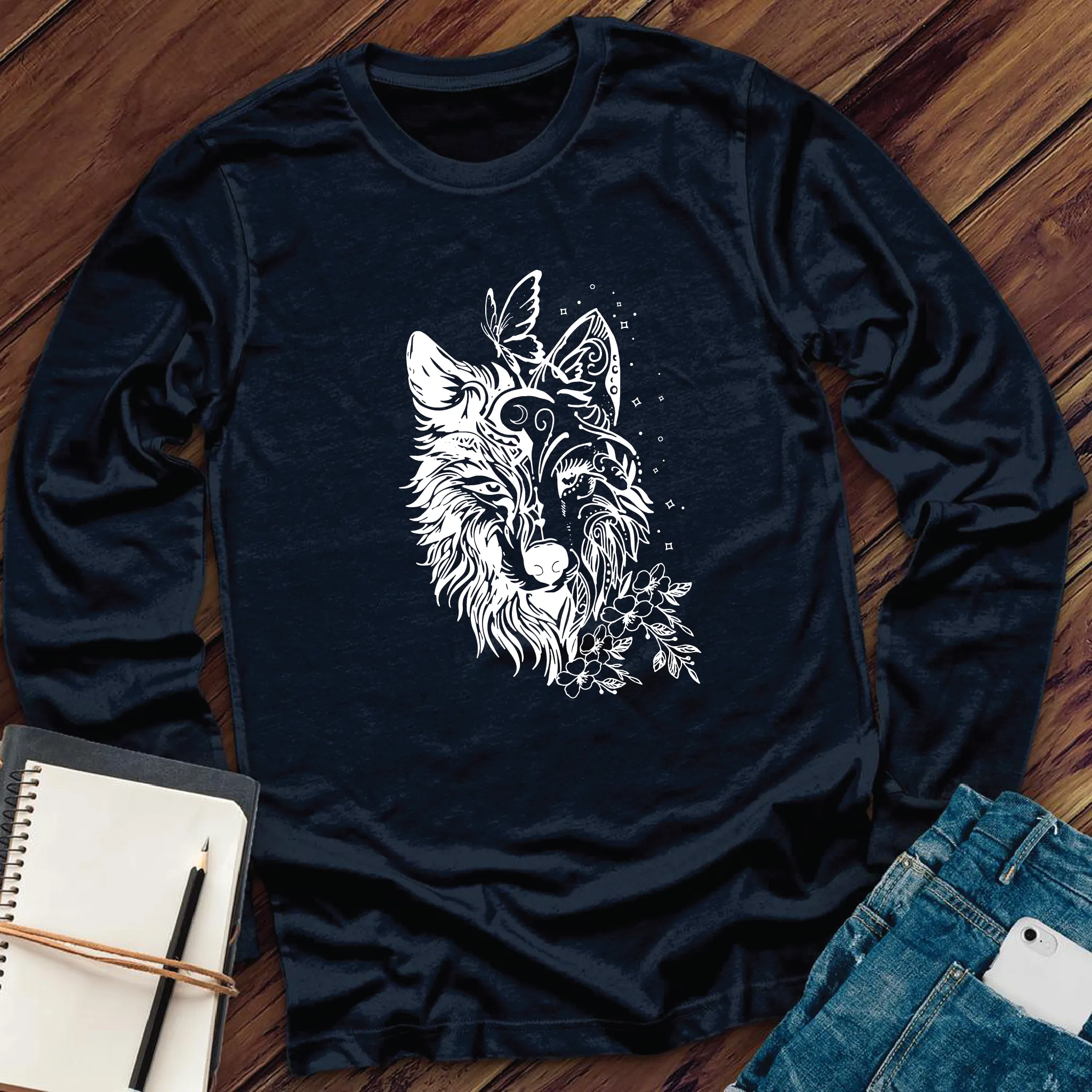 Floral Wolf Long Sleeve