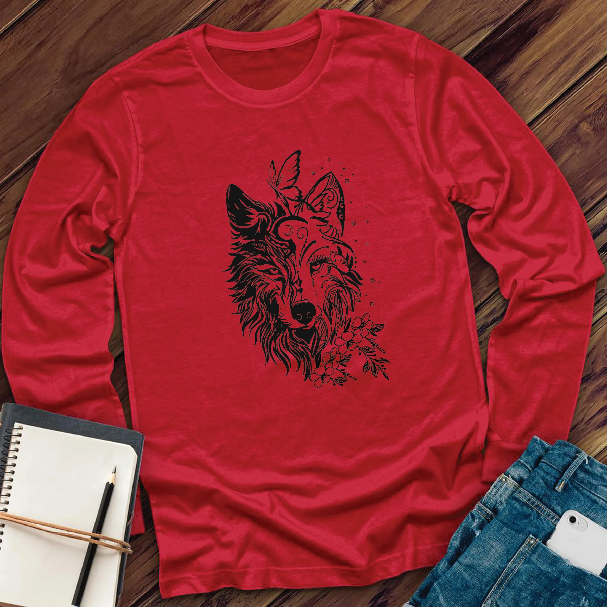 Floral Wolf Long Sleeve