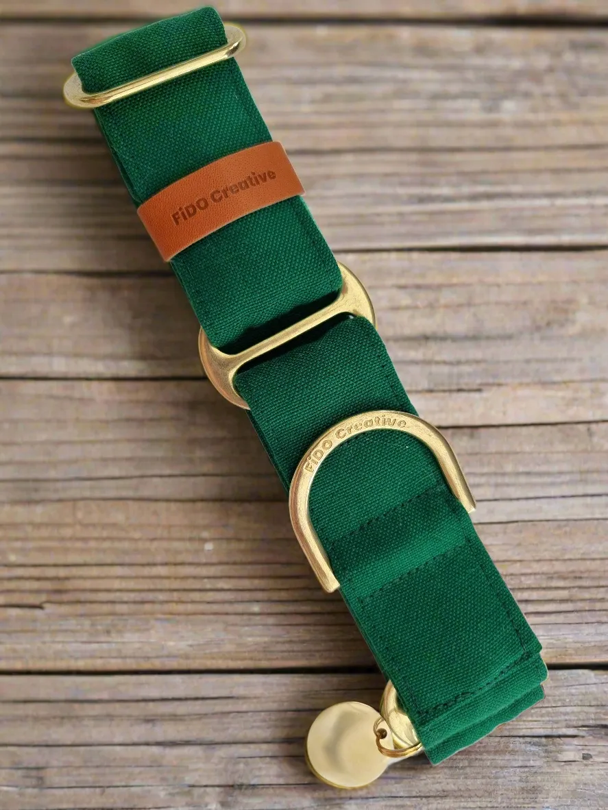 Forest Green martingale collar - Water Resistant