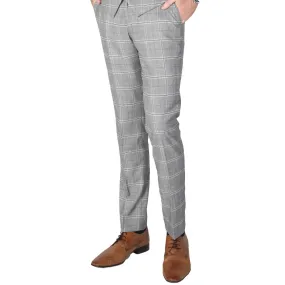 Francis - Men's Grey Check Trousers Office Wedding