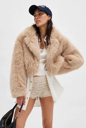 Free People: Paris Cropped Fur in Sand