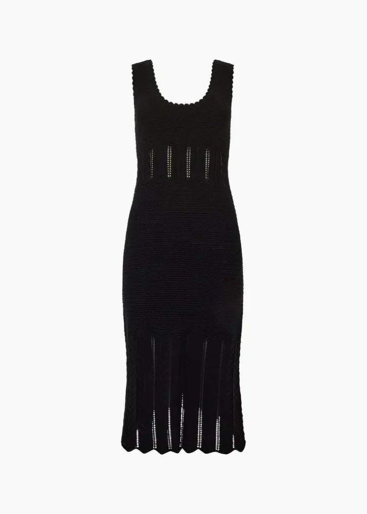 French Connection Nellis Cotton Crochet Dress - Black