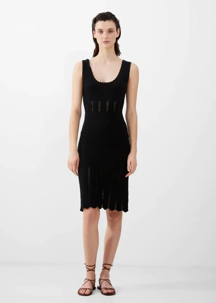 French Connection Nellis Cotton Crochet Dress - Black