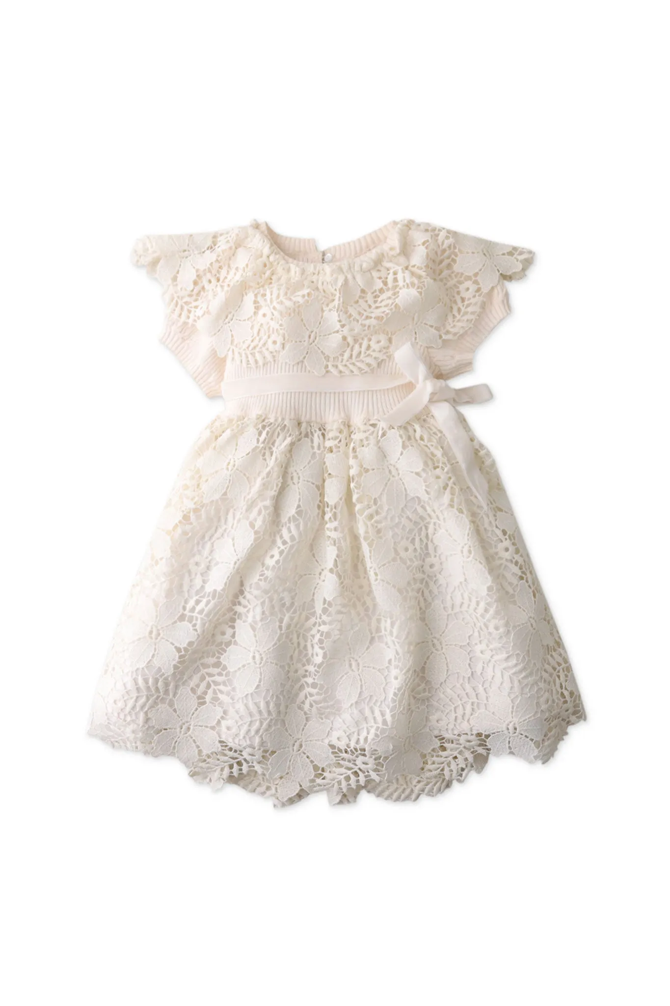 Gingersnaps Rib Knit And Floral Lace Ruffle Dress