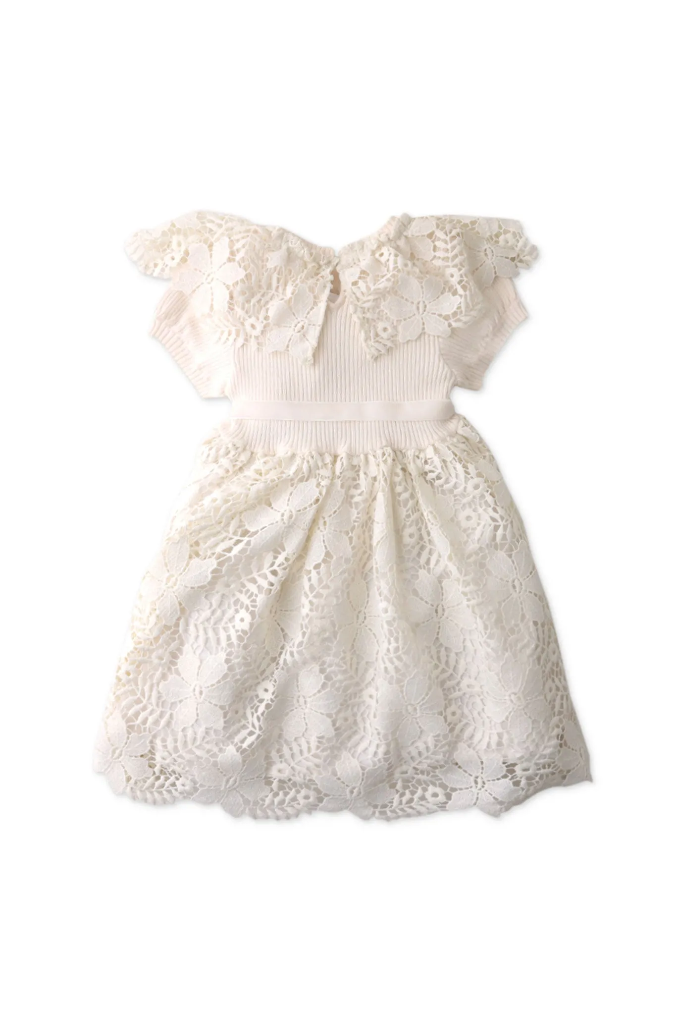 Gingersnaps Rib Knit And Floral Lace Ruffle Dress