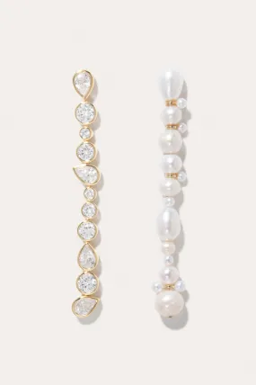 Glitch - Pearl and Zirconia Gold Vermeil Earrings