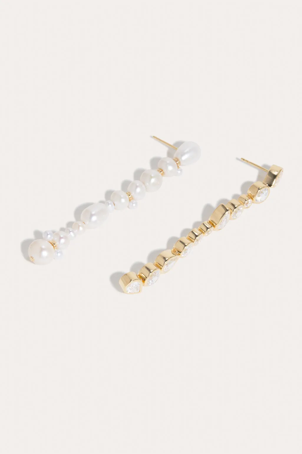 Glitch - Pearl and Zirconia Gold Vermeil Earrings