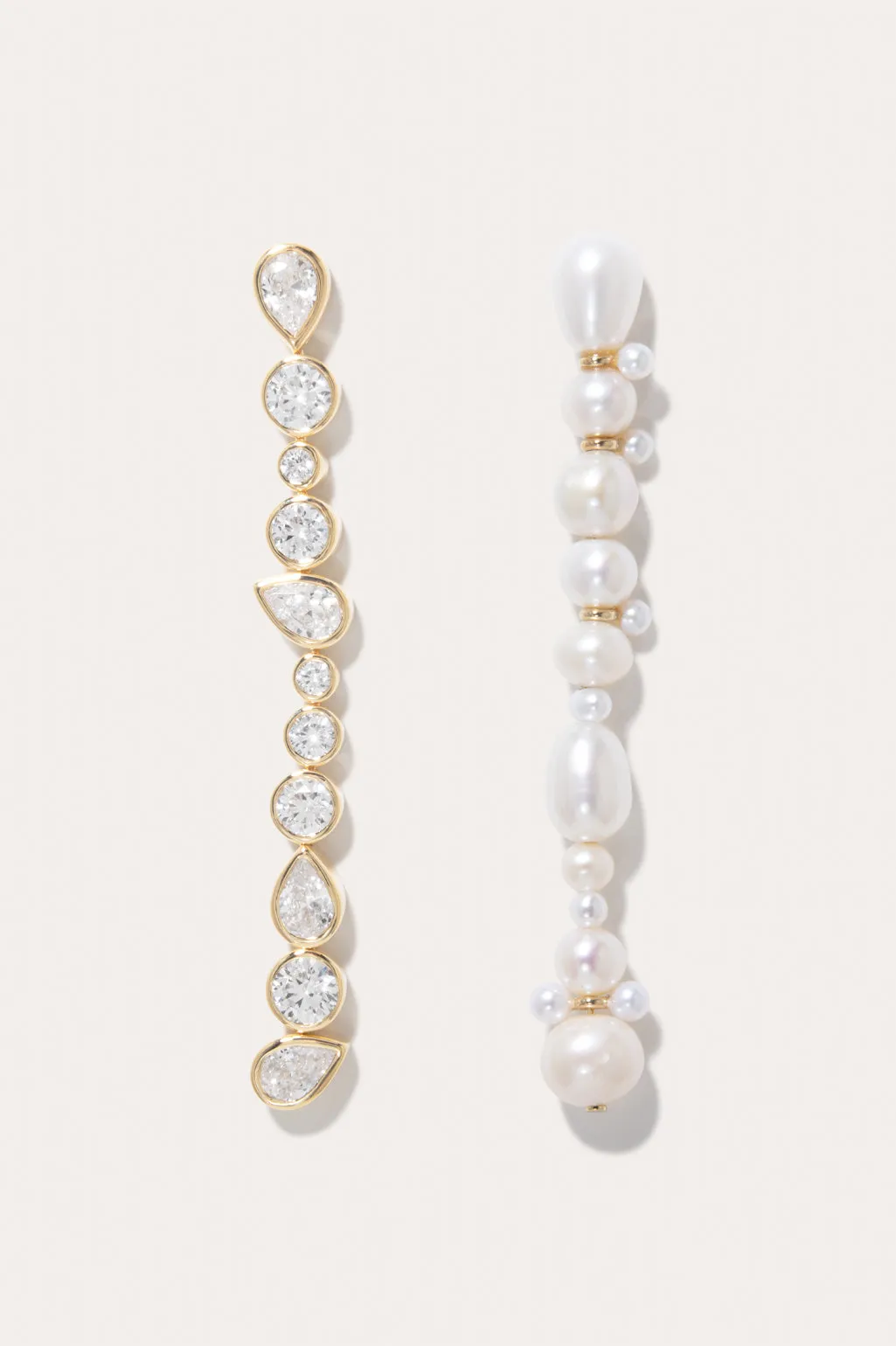 Glitch - Pearl and Zirconia Gold Vermeil Earrings