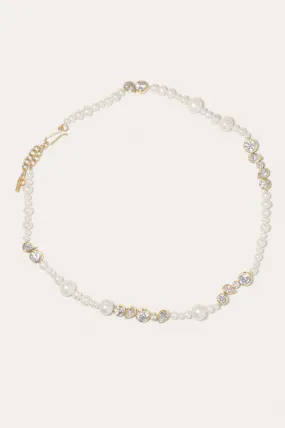 Glitch - Pearl and Zirconia Gold Vermeil Necklace