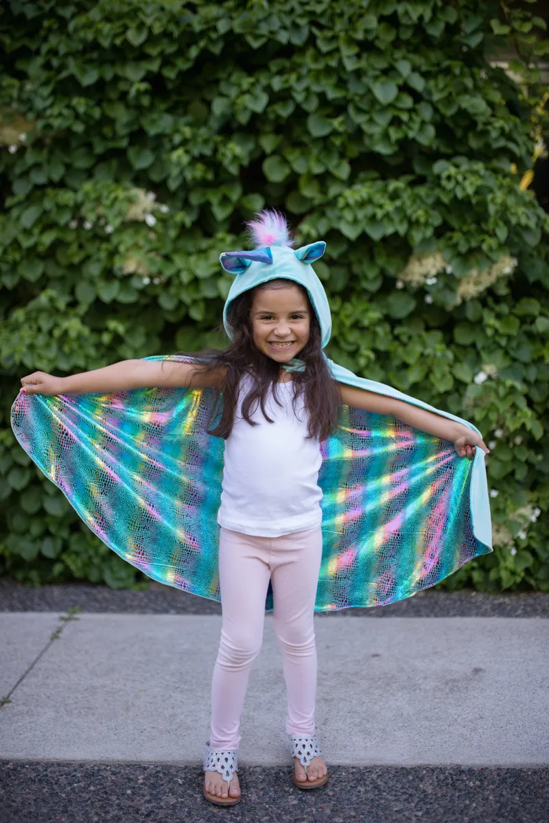 Great Pretenders Rainbow Reversible Unicorn Dragon Cape 3/4