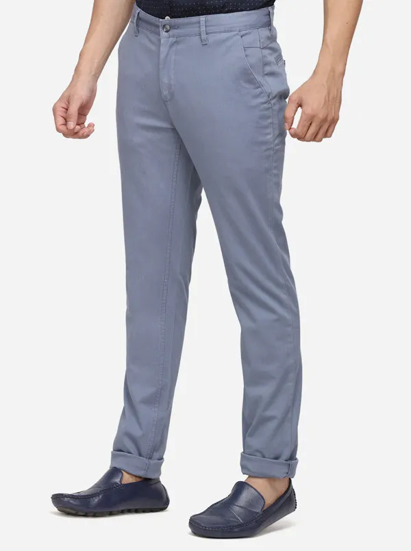 Grey Solid Super Slim Fit Casaul Trouser | Greenfibre