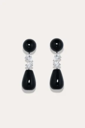 H72 - Black Onyx and Zirconia Recycled Silver Earrings