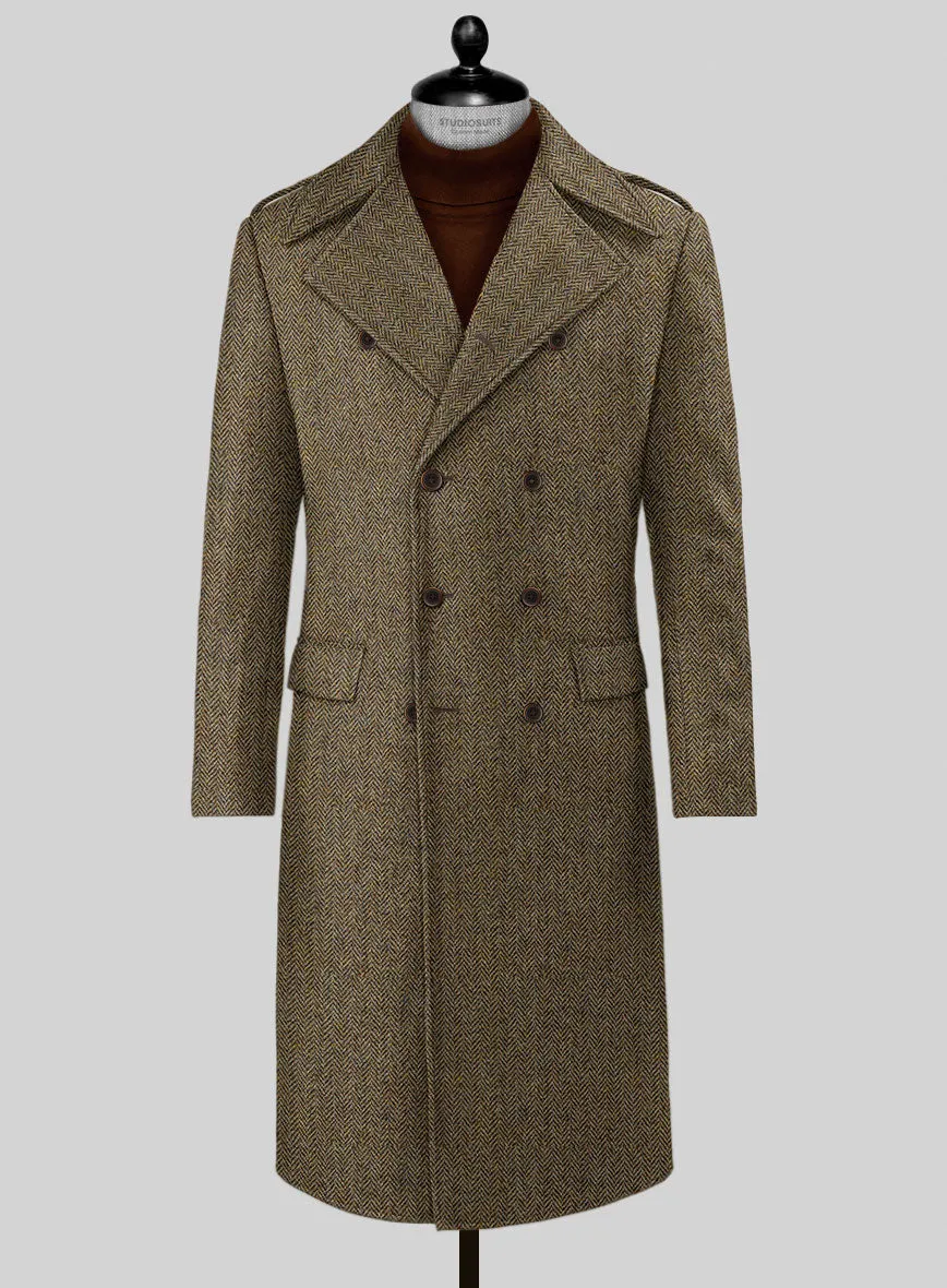 Harris Tweed Hebridean Brown Herringbone GQ Overcoat