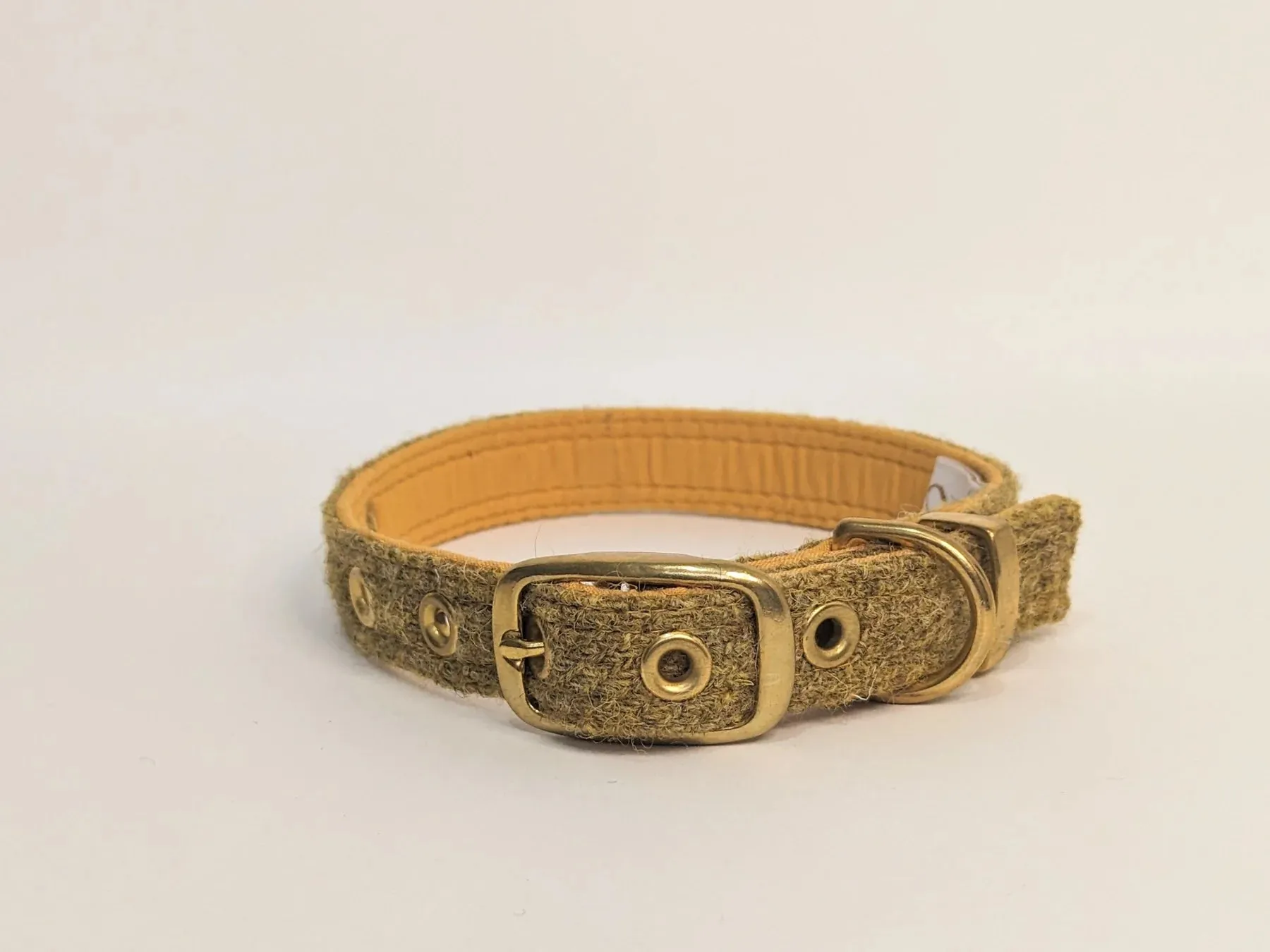 Harris Tweed Mustard Twill Buckle Dog Collar