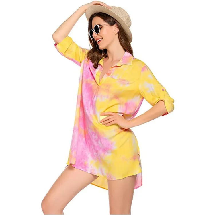 Haute Edition Women's Pullover Swim Beachwear Cover up Tunic Dress