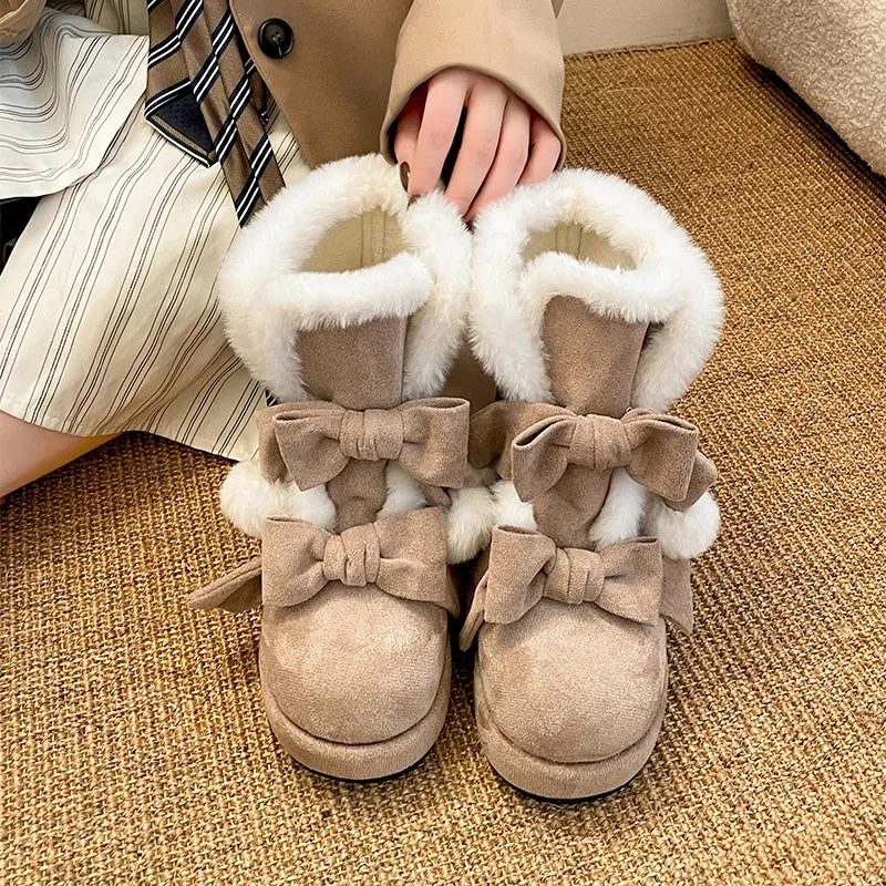 Hnzxzm Warm Plush Platform Women Snow Boots Fashion Internal Elevation Short Booties Winter Concise Women's Cotton Shoes