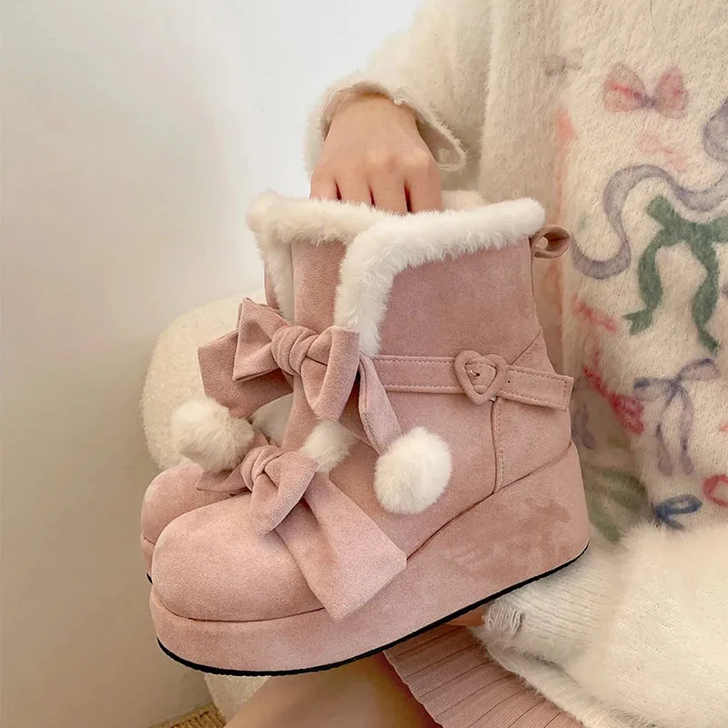 Hnzxzm Warm Plush Platform Women Snow Boots Fashion Internal Elevation Short Booties Winter Concise Women's Cotton Shoes