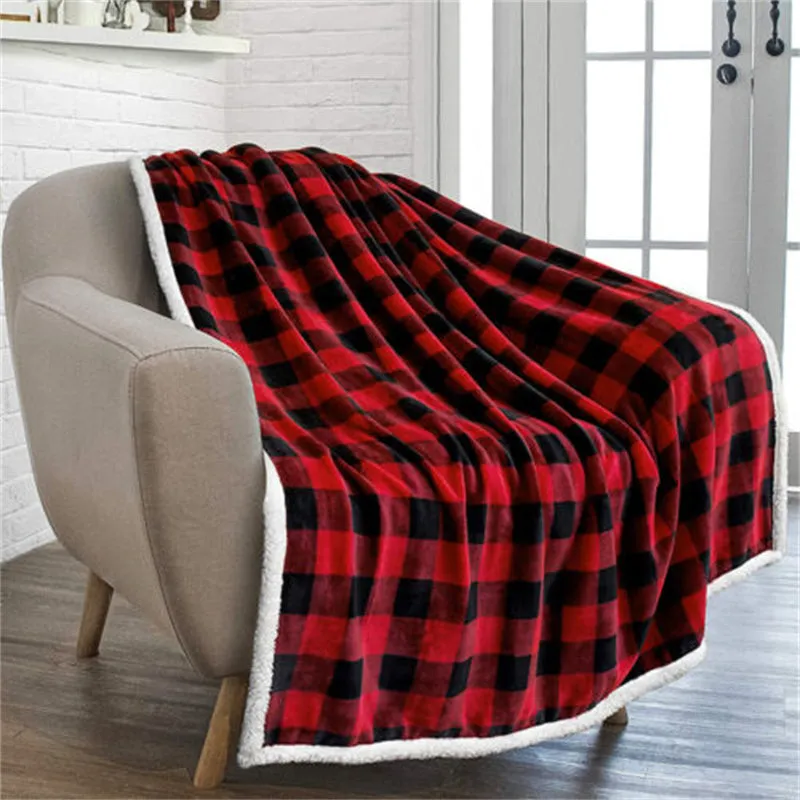 Home Thickened Winter Warm Fashion Comfortable Plaid Flannel Blanket