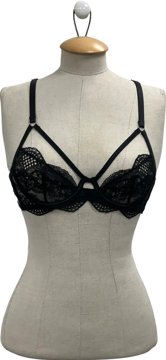 Implicite Black Strappy Cut Out Lace Underwear UK 32D