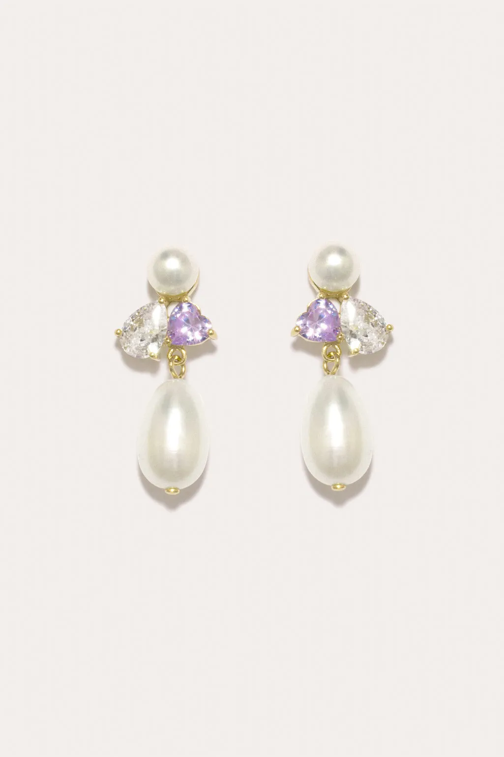 Infinity's Reversal - Pearl and Lilac Zirconia Recycled Gold Vermeil Earrings