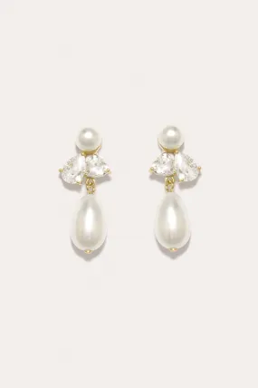 Infinity's Reversal - Pearl and Zirconia Recycled Gold Vermeil Earrings