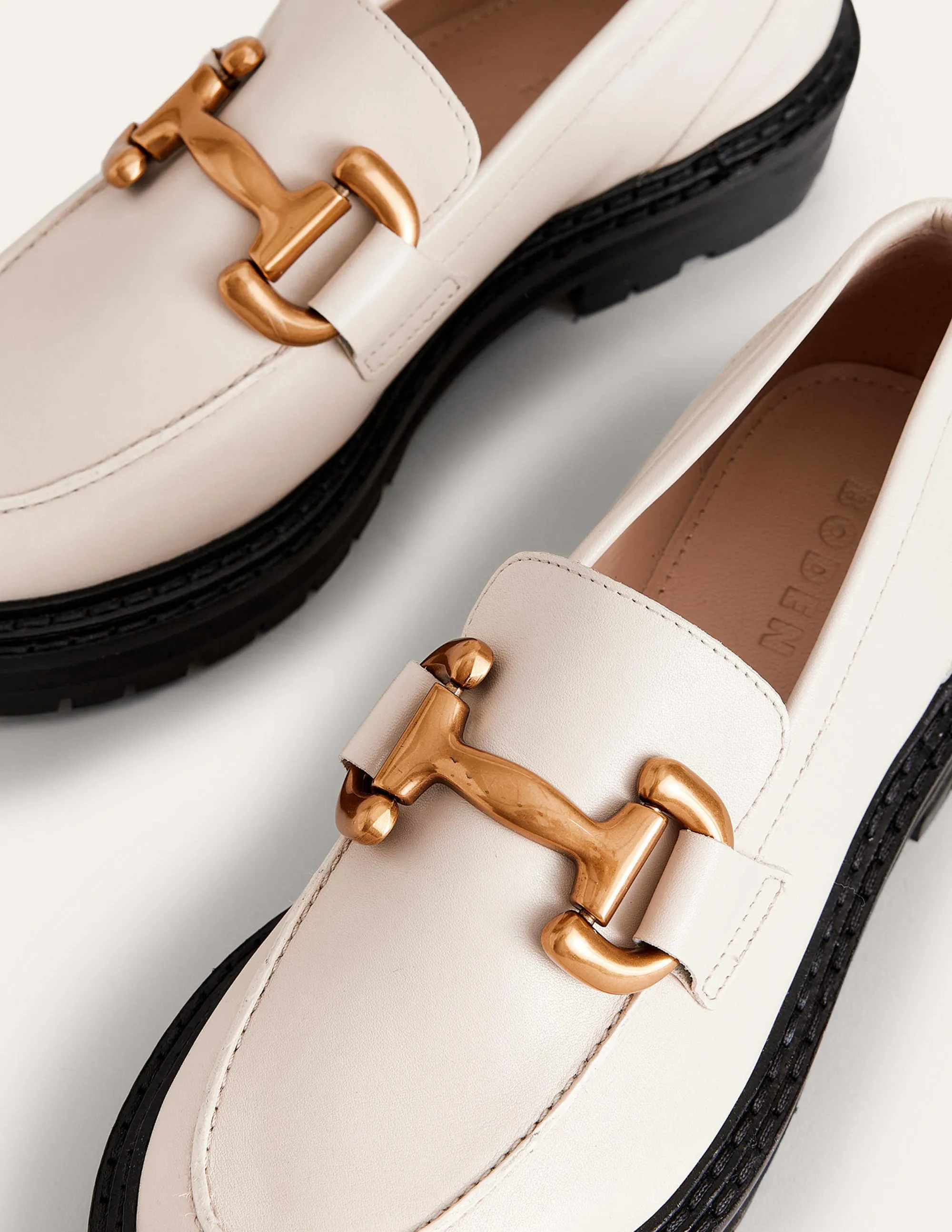 Iris Snaffle Chunky Loafers-Ecru Tumbled Leather