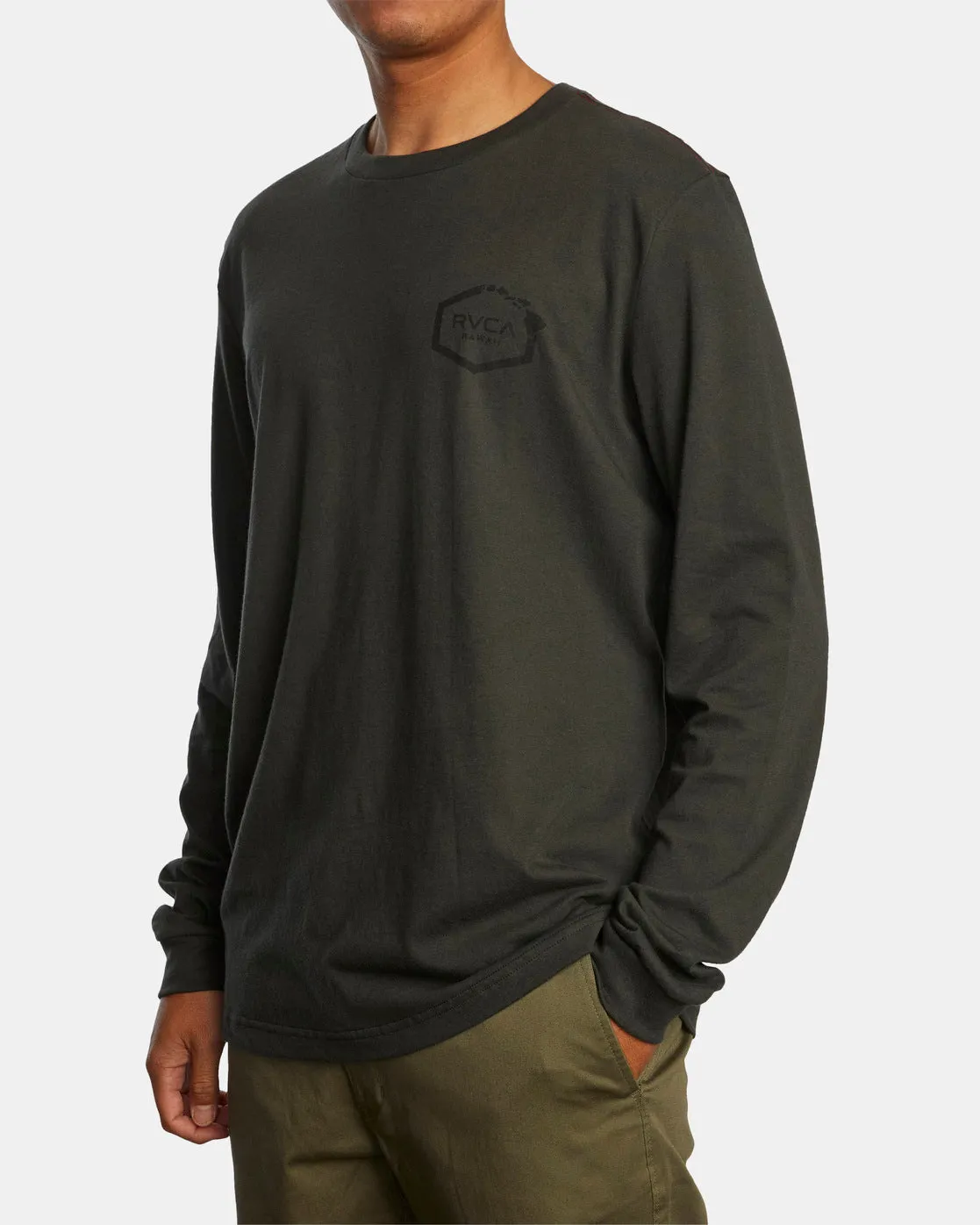 Island Hex Long Sleeve Tee - Pirate Black