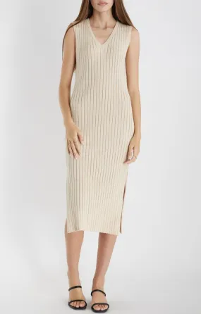 Janessa Cream Ribbed Dress