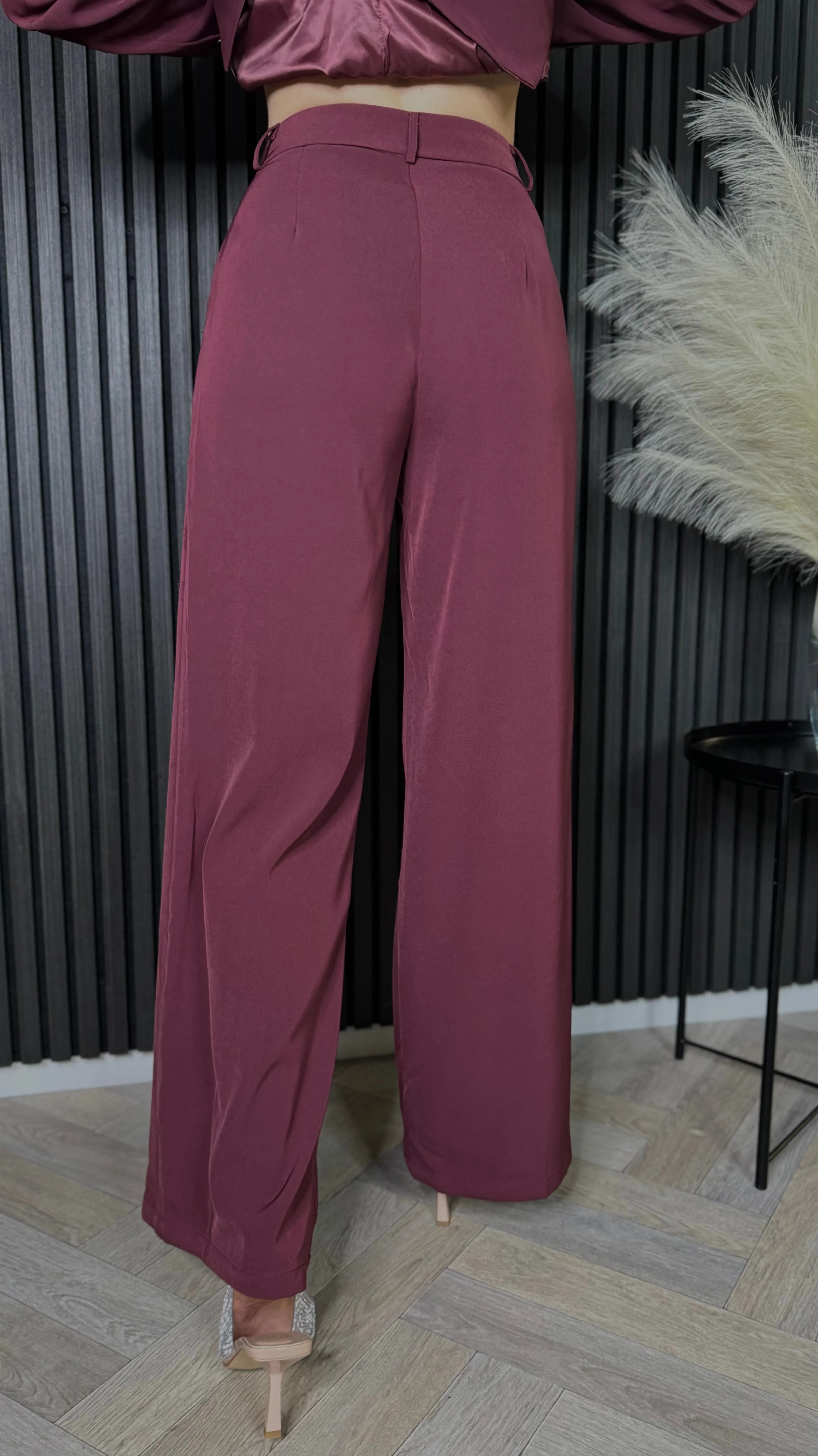 Keely Burgundy High Waisted Trousers