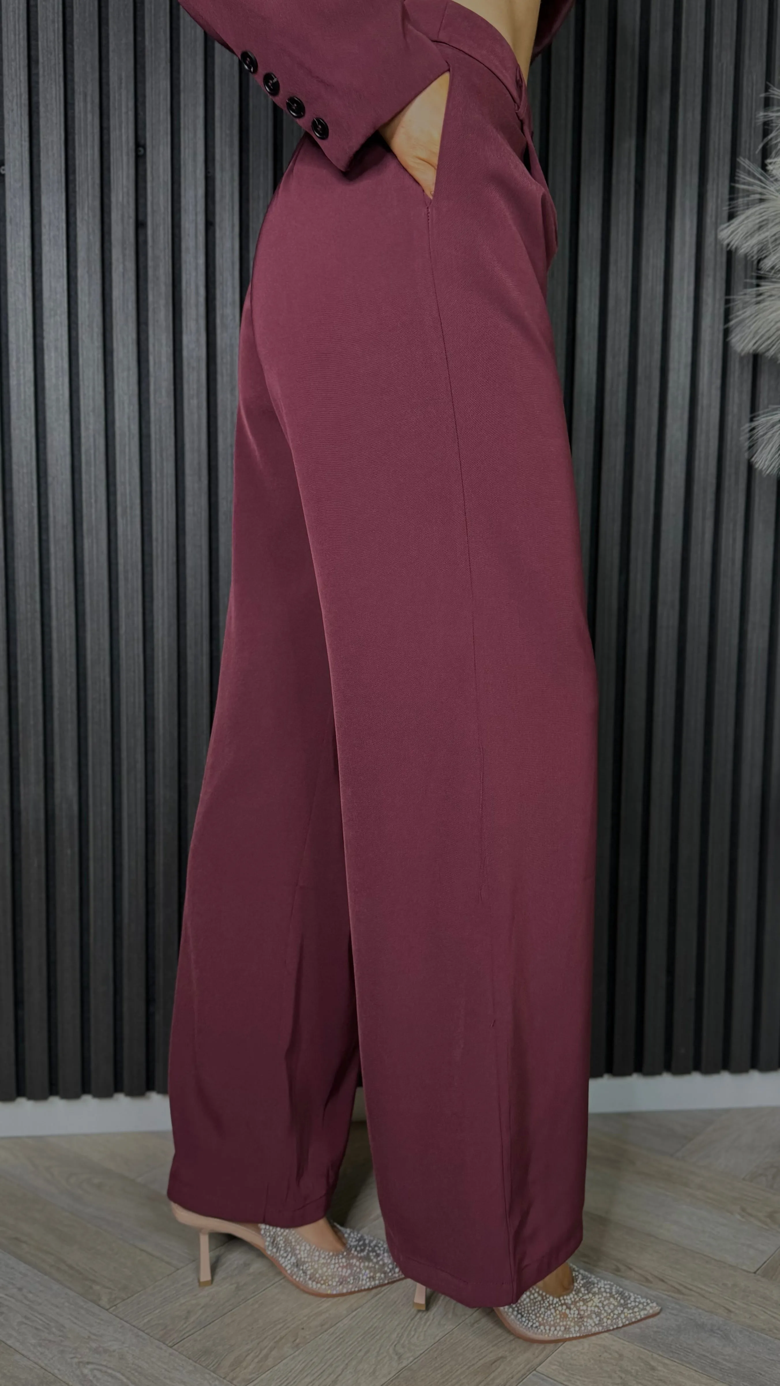 Keely Burgundy High Waisted Trousers