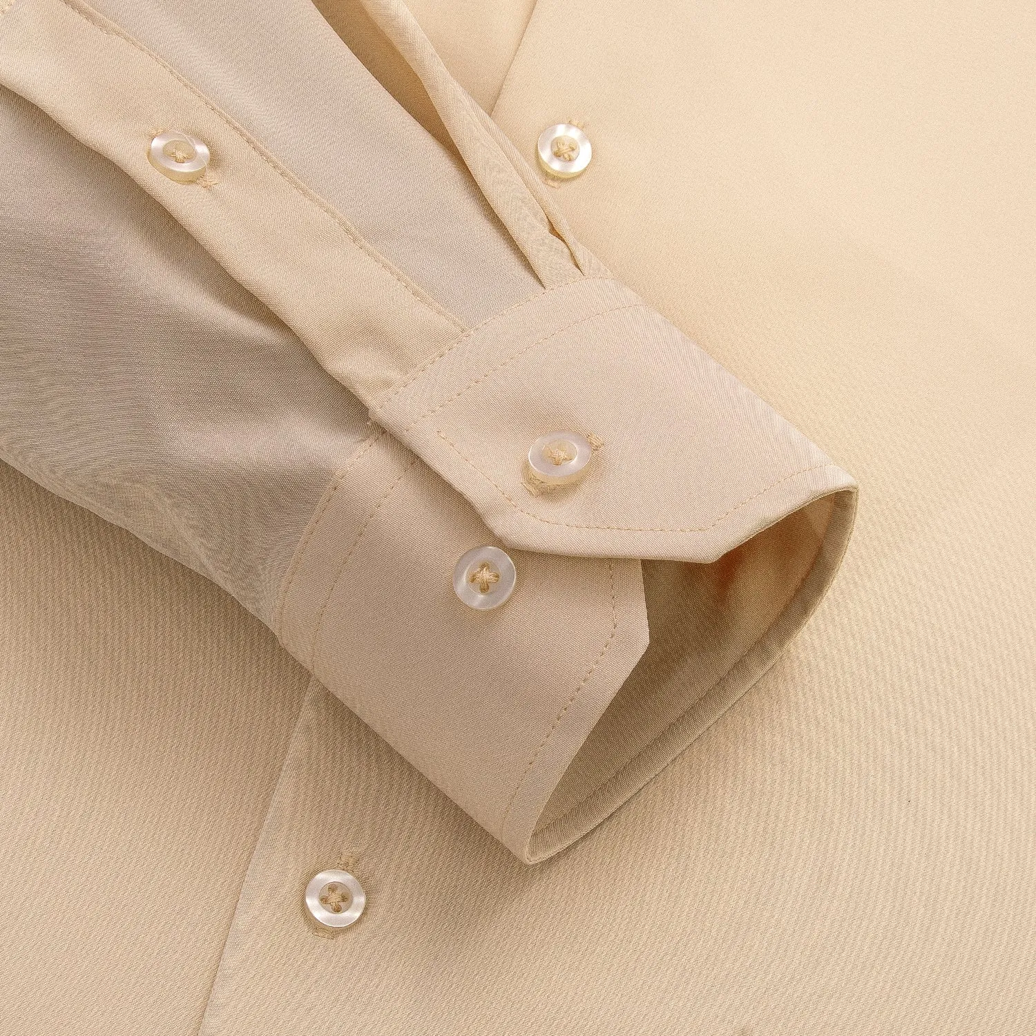 Khaki Yellow Solid Men's Long Sleeve Shirt