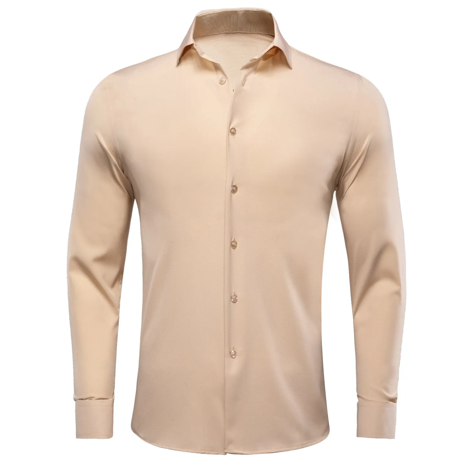 Khaki Yellow Solid Men's Long Sleeve Shirt