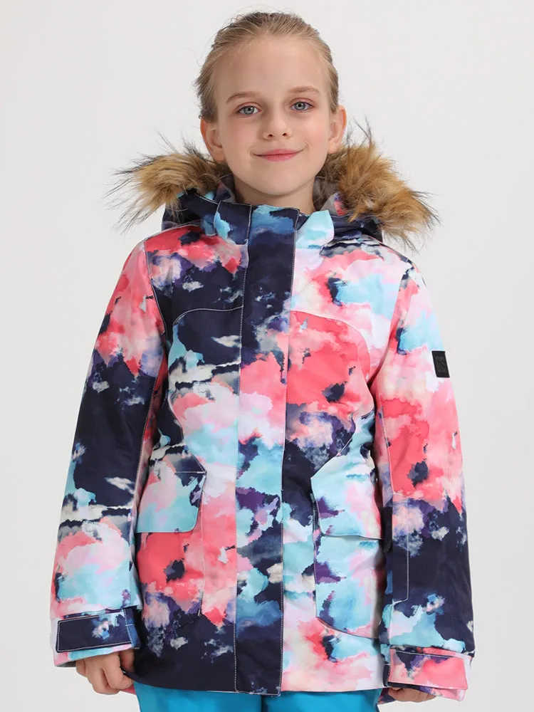 Kid's  Colorful Print Winter Insulated Snowboard Jacket