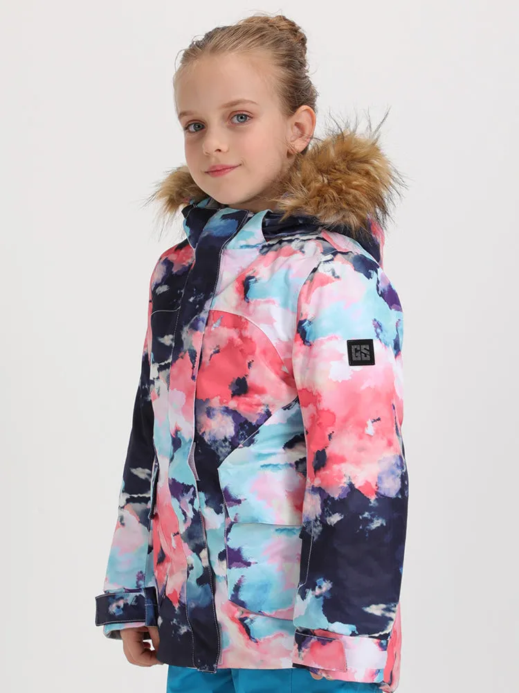 Kid's  Colorful Print Winter Insulated Snowboard Jacket