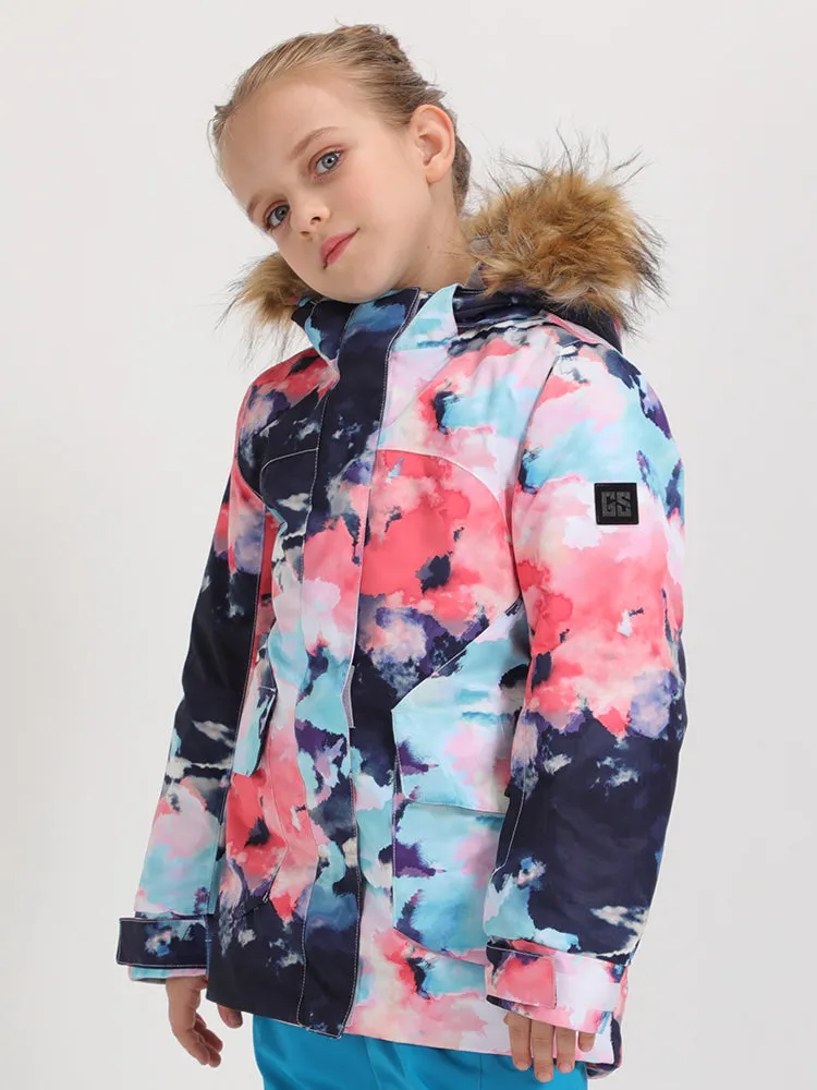 Kid's  Colorful Print Winter Insulated Snowboard Jacket