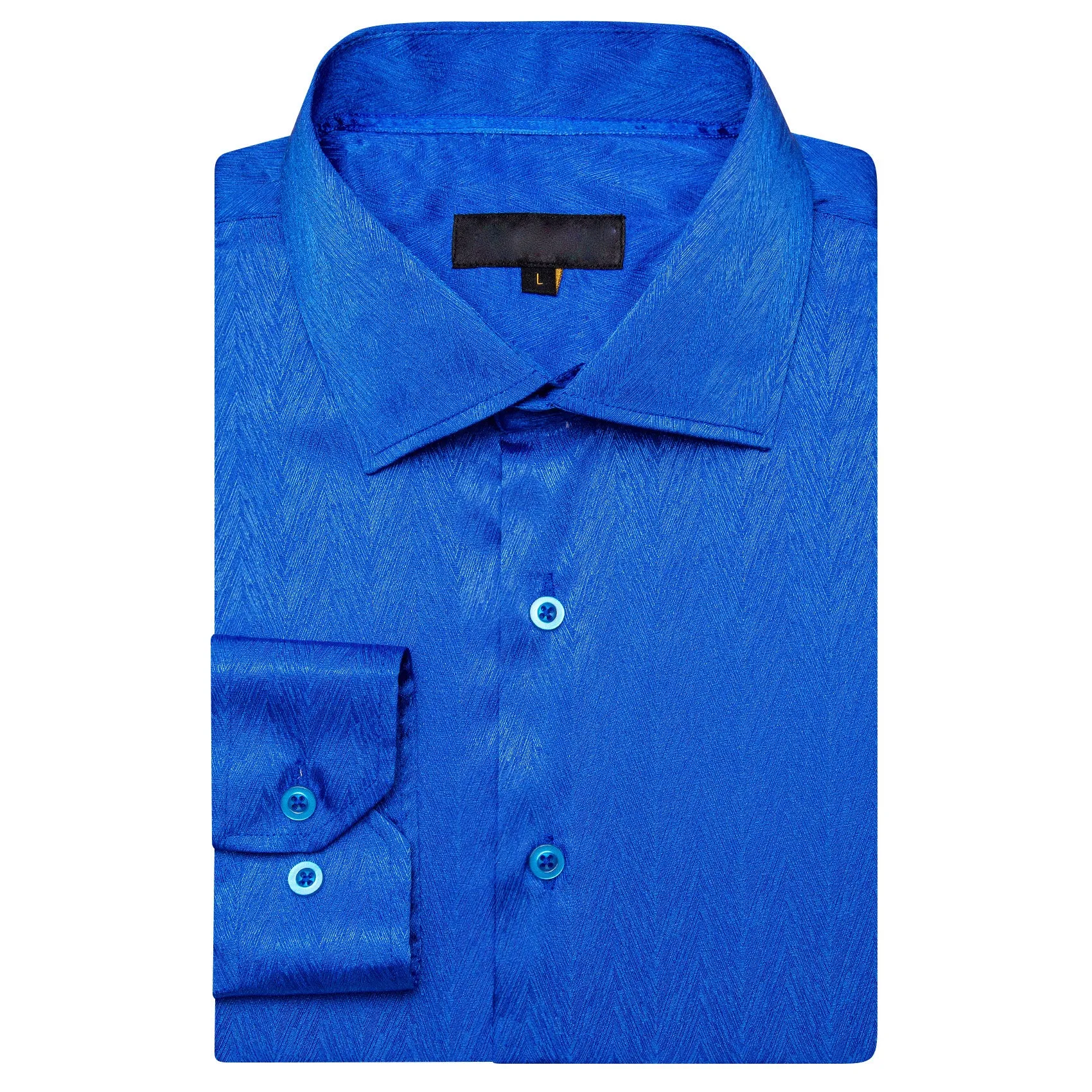 Klein Blue Novelty Silk Men's Long Sleeve Shirt